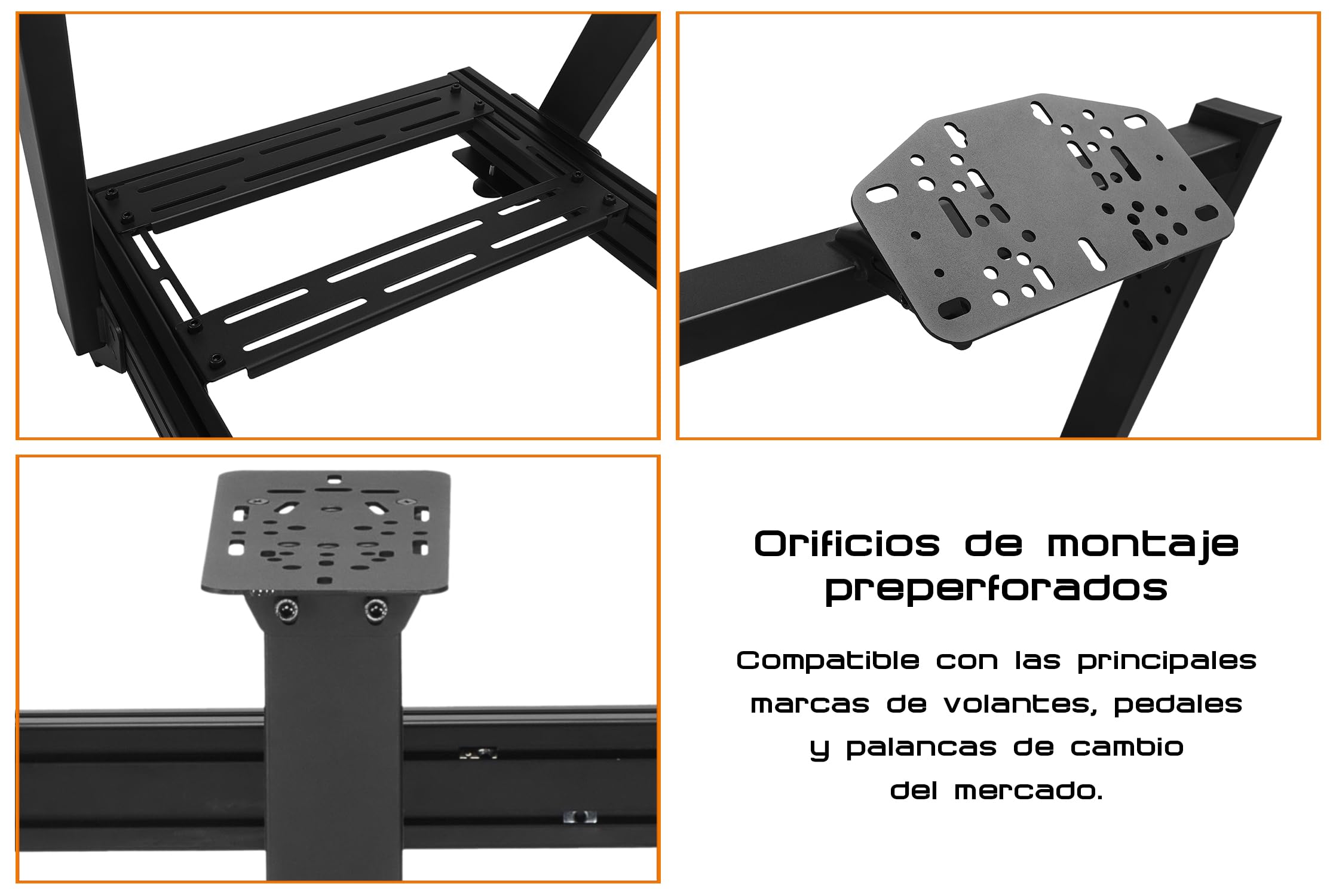 Indeca Cockpit Simracing Magnus Racer GTR con Asiento | Soporte para Volante, Pedales y Palanca de Cambios | Estructura de Aluminio y Acero | Ajustable y Estable