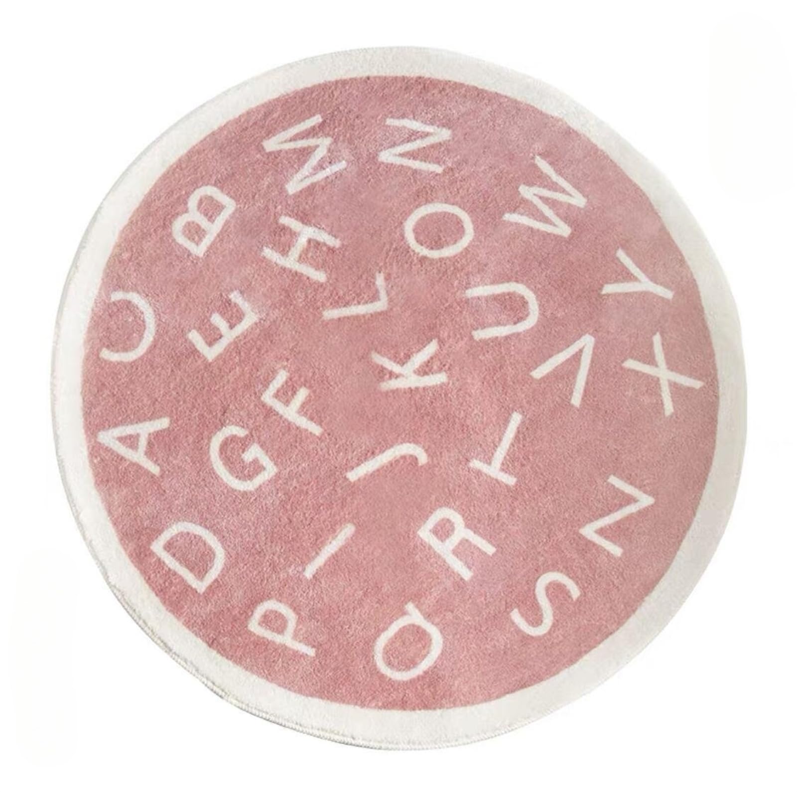 Fouriding ABC Alphabet Runder Teppich für Kinder Weicher Plüsch Kinderzimmer Teppich Baby Lernspiel Krabbelmatte Rutschfester Teppich Bodenkissen für Klassenzimmer Spielzimmer Schlafzimmer
