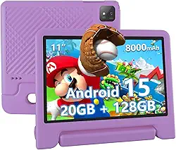ITDULCET Tablet infantil, tablet Android 15 de 11 polegadas para crianças, 20 GB de RAM 128 GB ROM Octa-Core 8000 mAh com capa à prova de choque, Bluetooth, WiFi, controle parental, câmera dupla, GPS