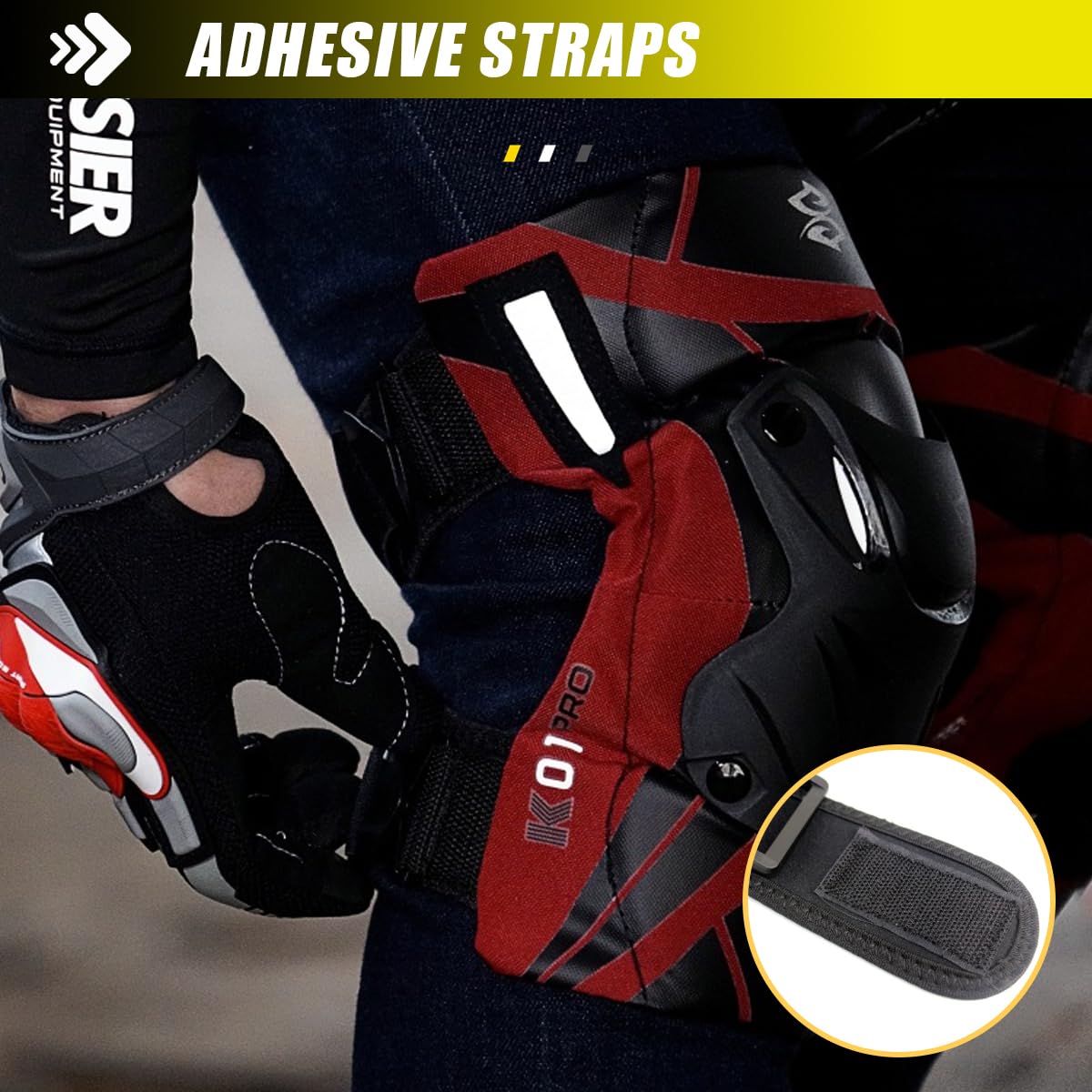 2 Piezas de Rodilleras de Moto,Rodilleras Moto,Rodilleras MTB con Carcasa Resistente y Acolchado Suave,Rodilleras Motocross Ajustables para 40 a 90 KG