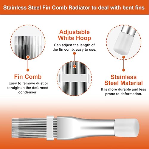 Miniatura 3 de Cenipar Juego de 2 peines de condensador de aire acondicionado, incluye peine de aleta FCR6 y peine de aleta de radiador inoxidable compatible con