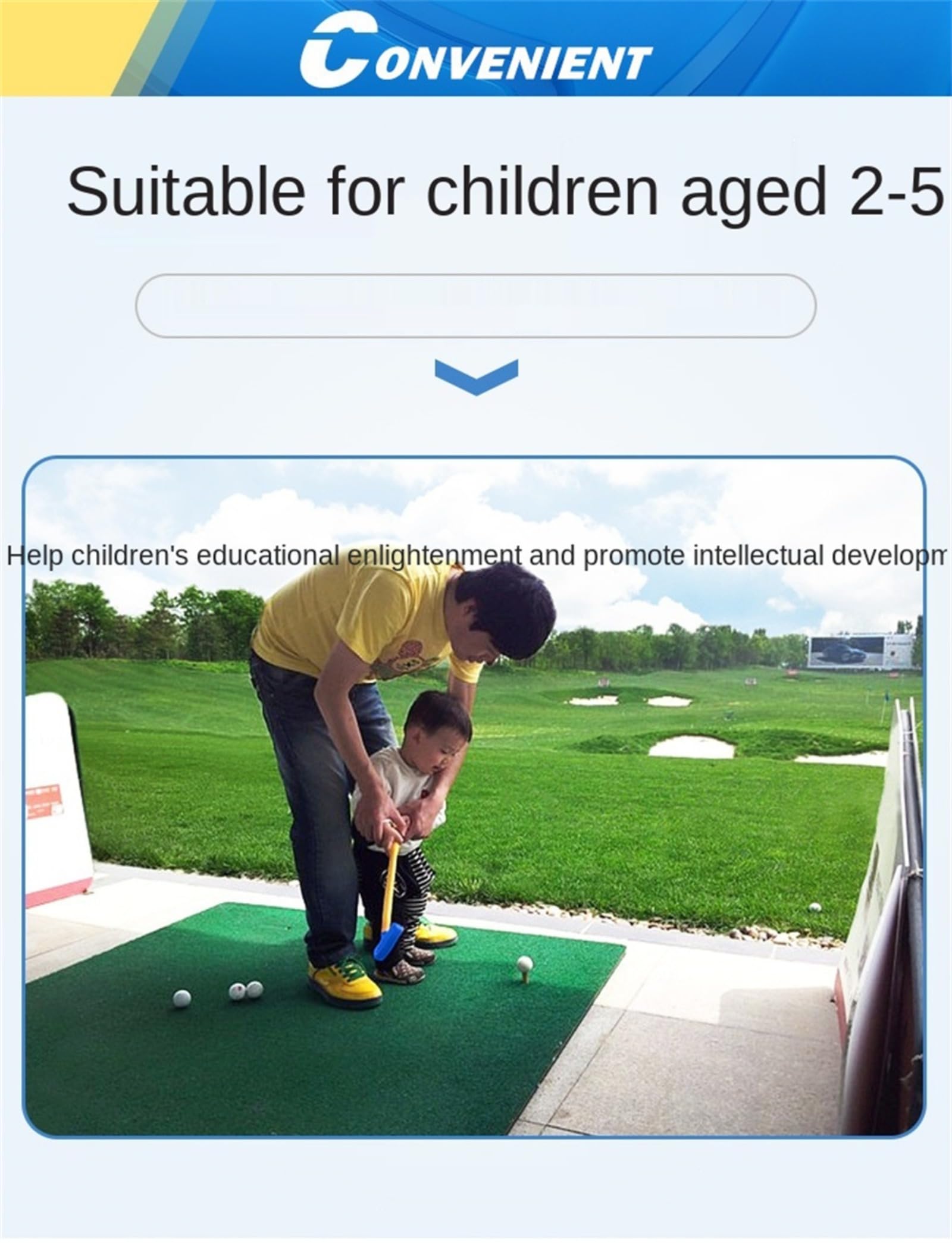 Putter de Club de Golf Junior pour garçons et Filles Putter pour Enfants droitiers avec système d'alignement pour la Pratique