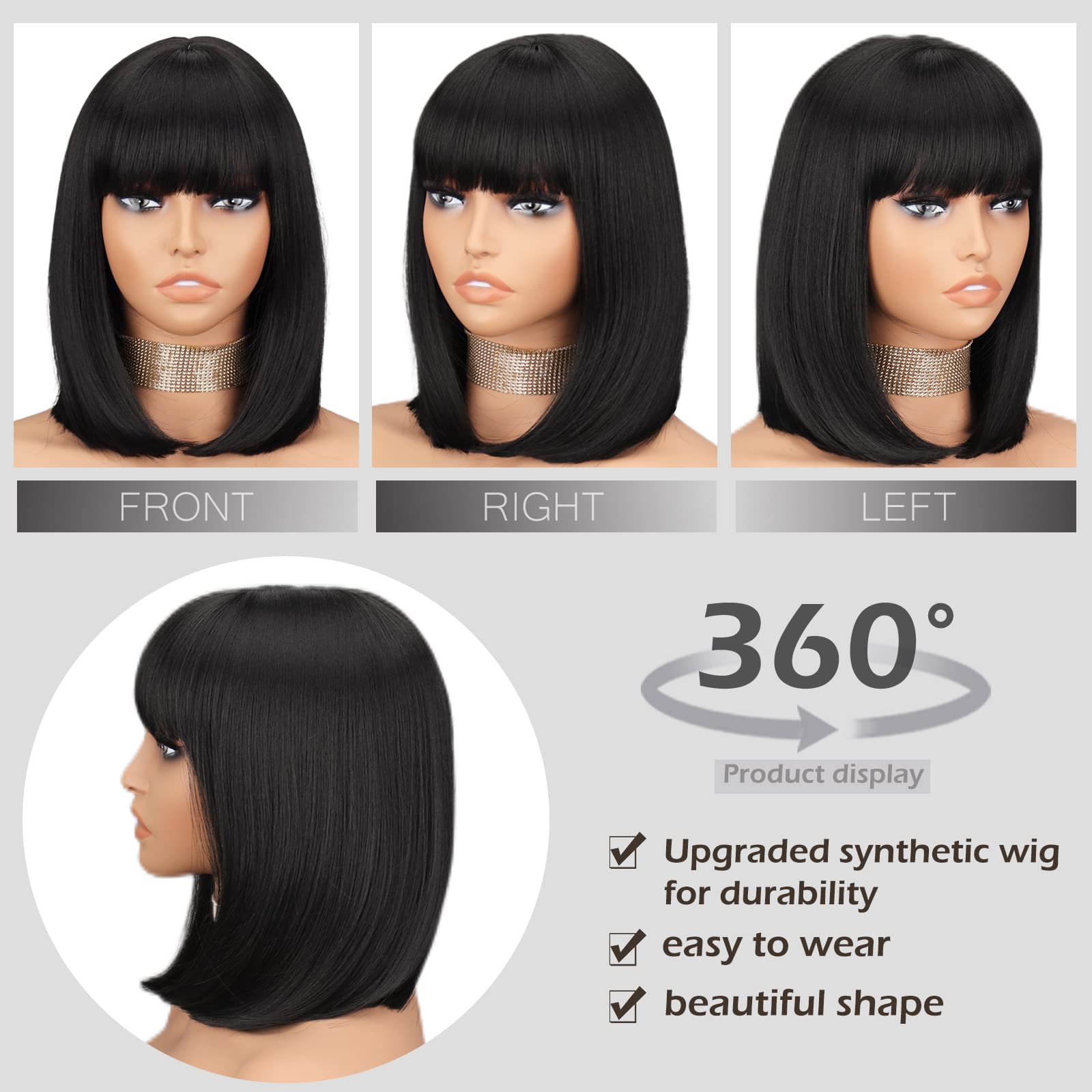 Black Bob Wigs – The Power of Natural Black in Its Most Timeless Form 4 ZPRESS Black Bob Wig with Bangs Short Bob Wig for Women Syntheic Natural Looking Straight Black Bob Costume Wig for Women Daily Use : Amazon.sg: Beauty
