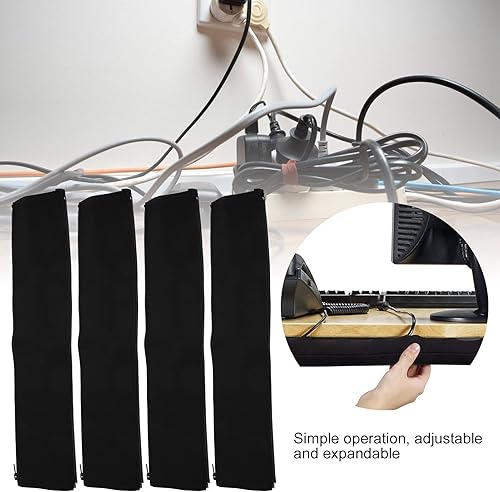 Miniatura 7 de 4 fundas de cable, cubierta de cable con, envoltura protectora con lazos, funda de cable de neopreno para cables, teléfono, laptop, TV, consola de