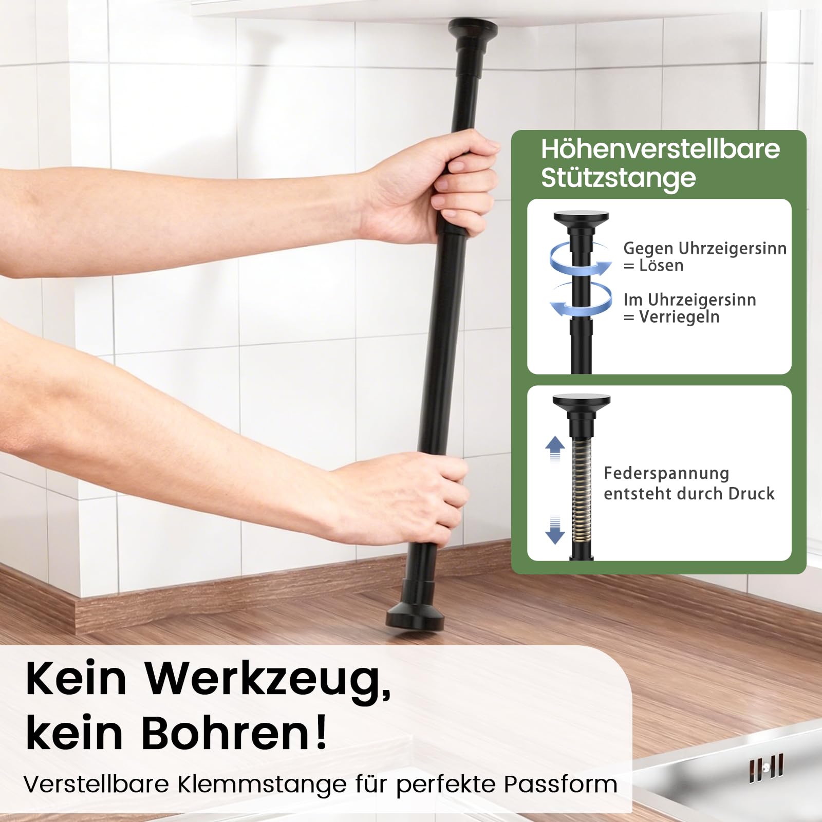 Mixoo 4 Stück Drehbar Gewürzregal Stehend Ohne Bohren,Höhenverstellbar:42–62 cm,Extra Große Kapazität Gewürz Organizer Ecke für Küchen,Metall Spice Rack Wasserdicht Schwarz,für Viele Gewürze (Schwarz)