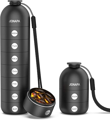 JEINAPA Organizador de pastillas de aluminio semanal apilable a prueba de humedad contenedor grande para pastillas libre de BPA organizador diario