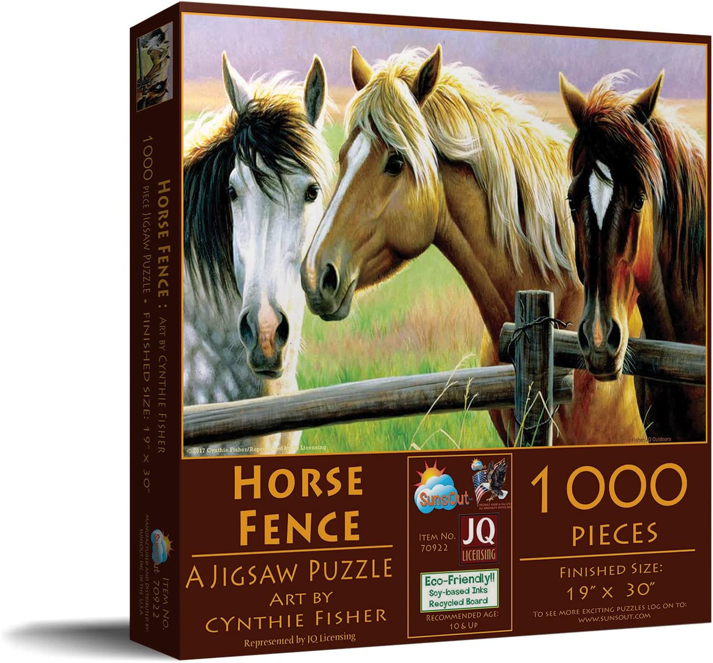 SUNSOUT INC - Horse Fence - 1000 pc Jigsaw Puzzle by Artist: Cynthie Fisher - Finished Size 19" x 30" - MPN# 70922