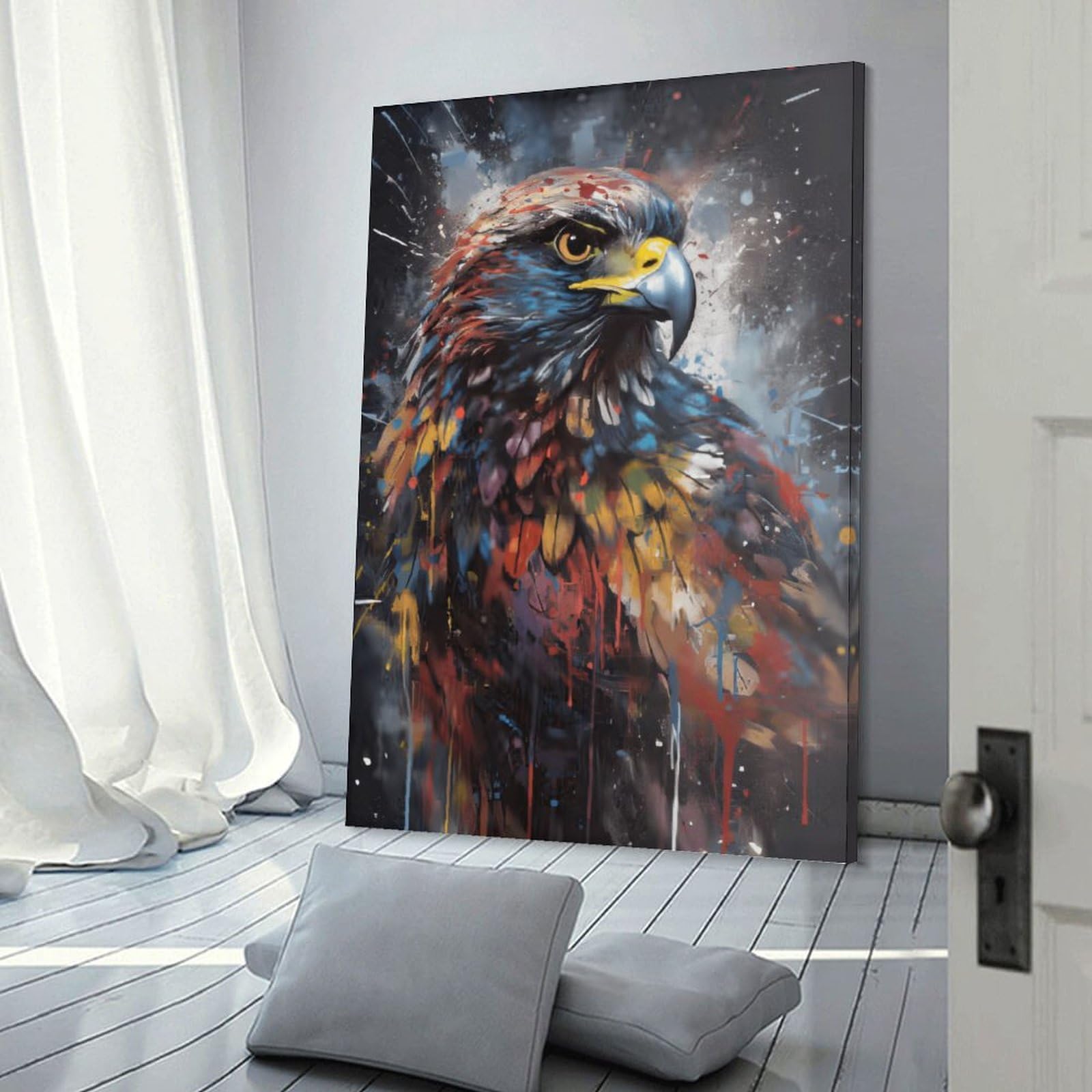 Junmoney Frame-Style-2 Eagle Wall Art Print Decorative Canvas Print, 12X18inch(30X45cm), For Home, Office, Studio Or Guest Room, Versatile Wall Decor For Many Rooms