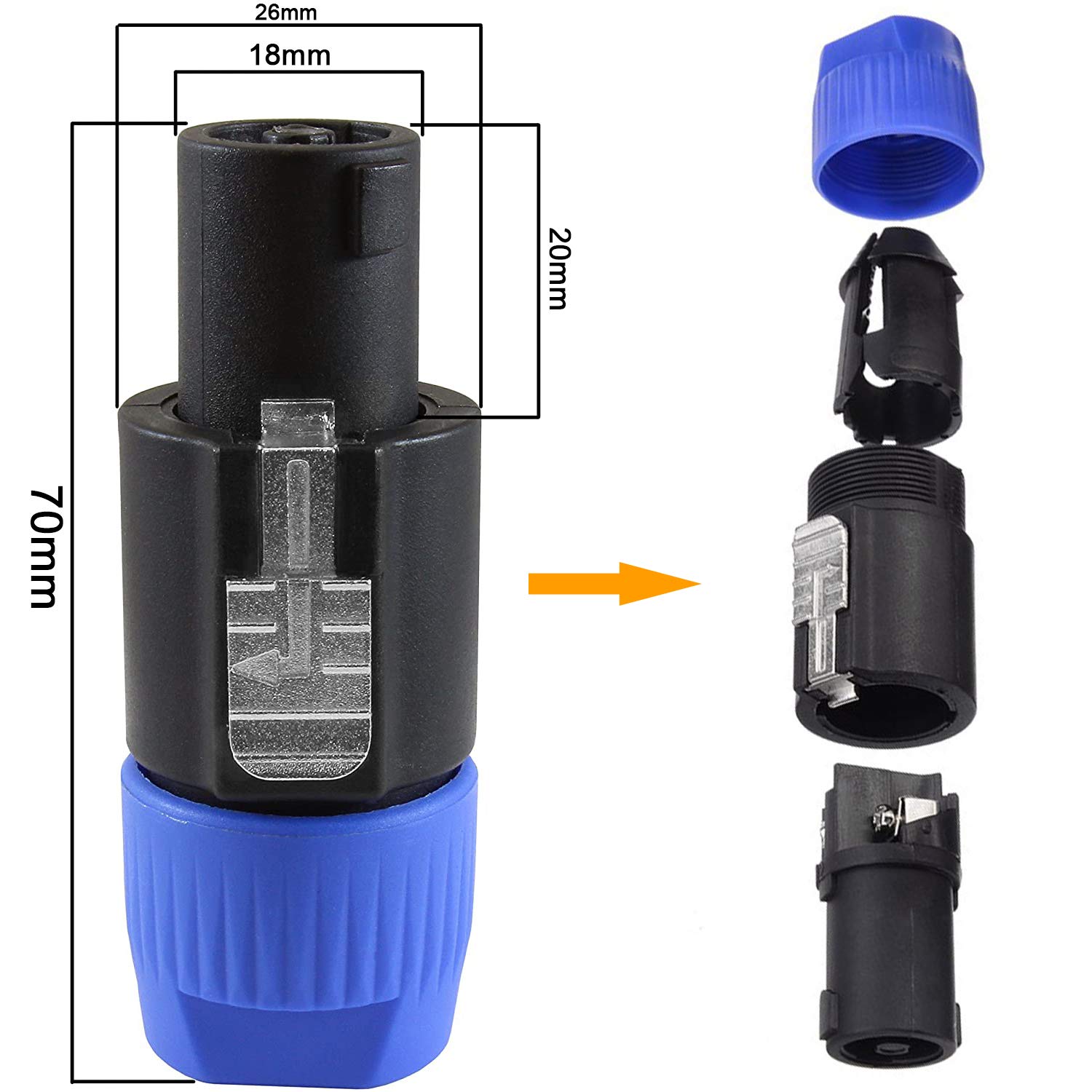 PNGKNYOCN NL4FC Speakon - Kit Per Altoparlanti Audio, Con Chiusura - Foto 5