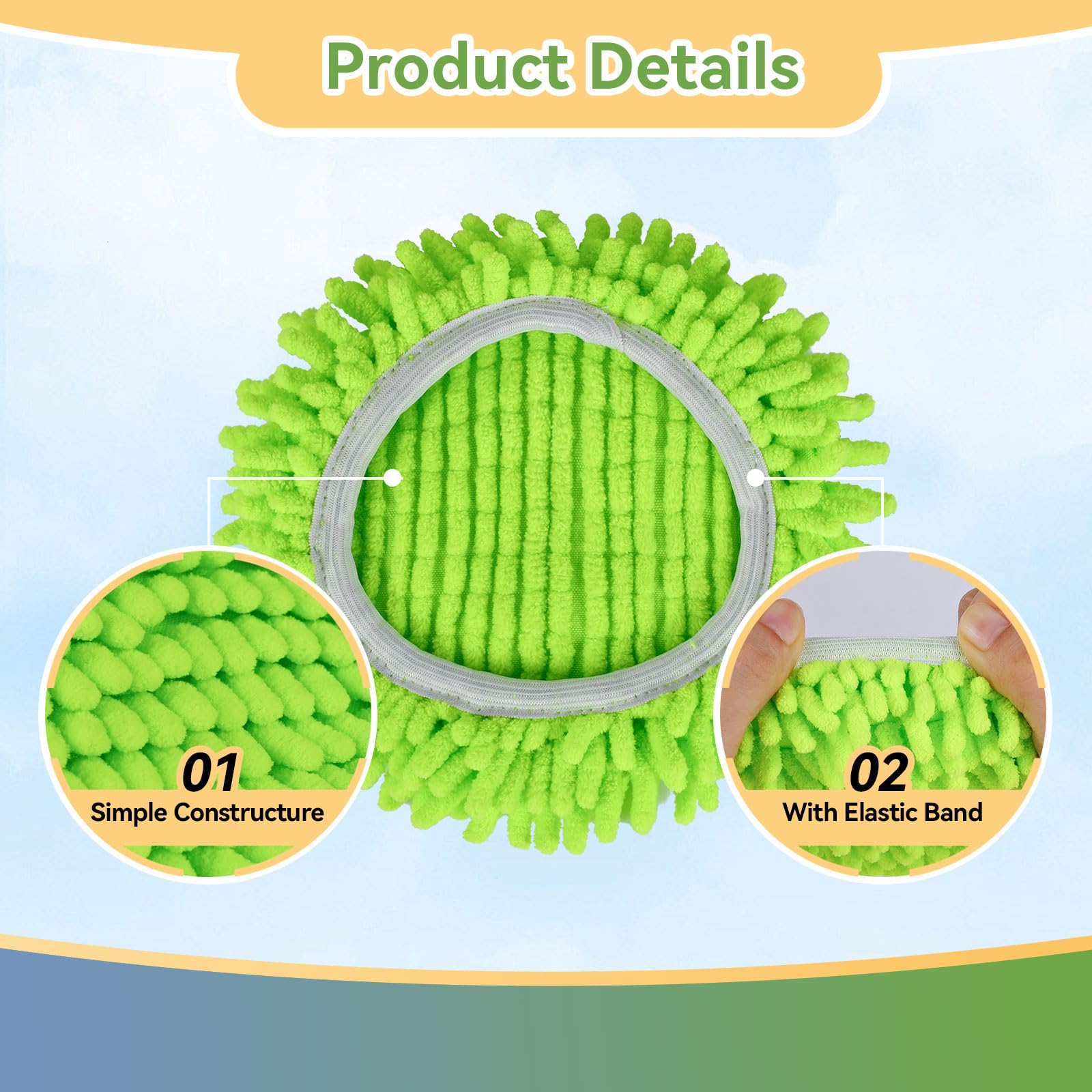 Paquete de 4 almohadillas de microfibra reutilizables compatibles con la fregona triangular O-Cedar EasyWring, cabezal elástico de repuesto para limpieza profunda, recambios de fregona lavables a