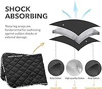 Vista 3 de Harrison Howard Envolturas acolchadas para las piernas para caballo, absorción de golpes, para prevención de úlceras por presión, para caballo, Negro