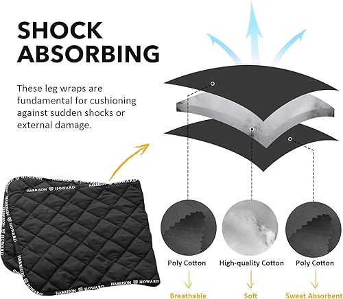 Miniatura 3 de Harrison Howard Envolturas acolchadas para las piernas para caballo, absorción de golpes, para prevención de úlceras por presión, para caballo,