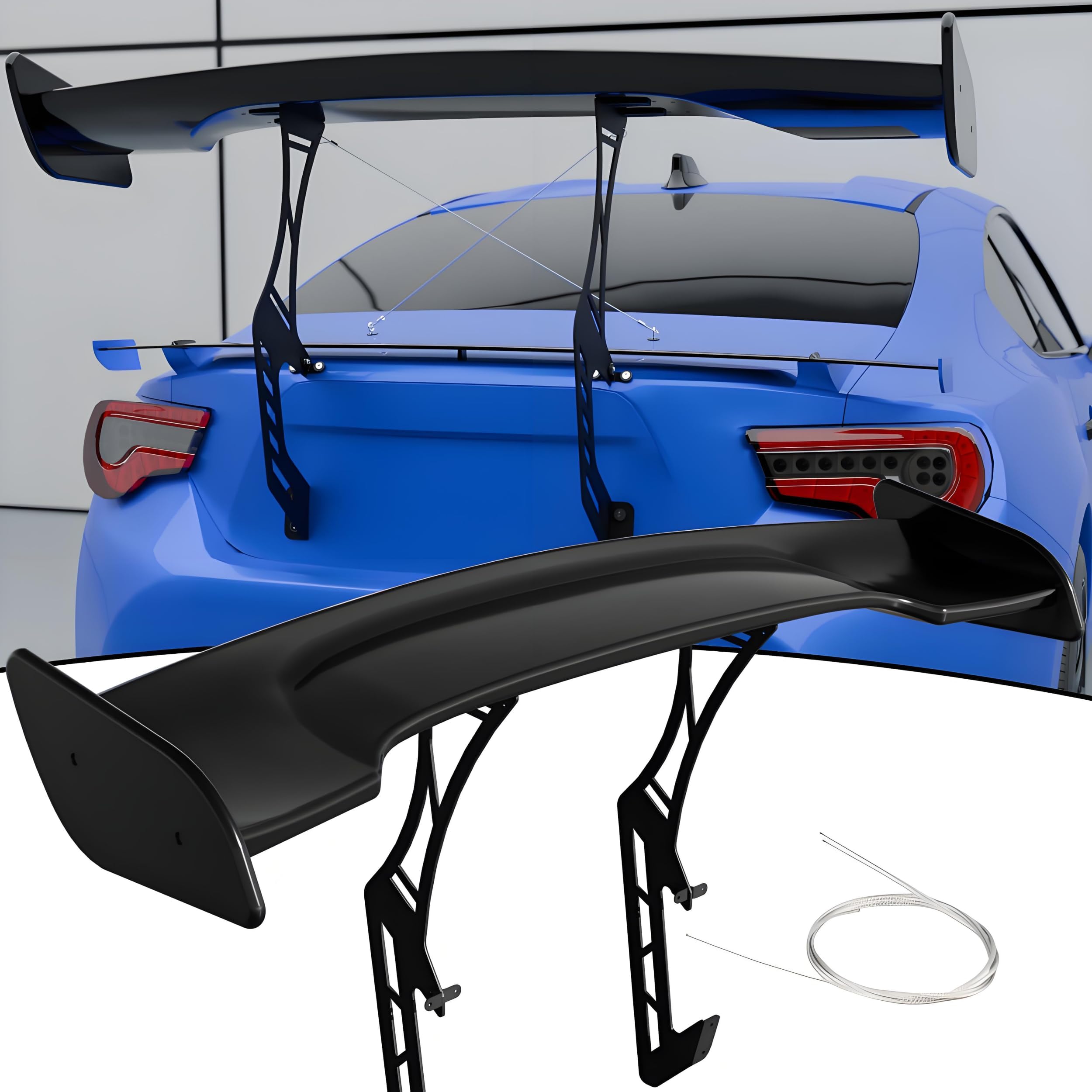 GT Racing Spoiler Chassis Mount Wing Fit for Toyota 86 2017-2020/ Subaru BRZ 2013-2020/ Scion FR-S 2013-2016, Gloss Black GT Spoiler Metal Support Bracket DeckLid Lip Exterior Accessories