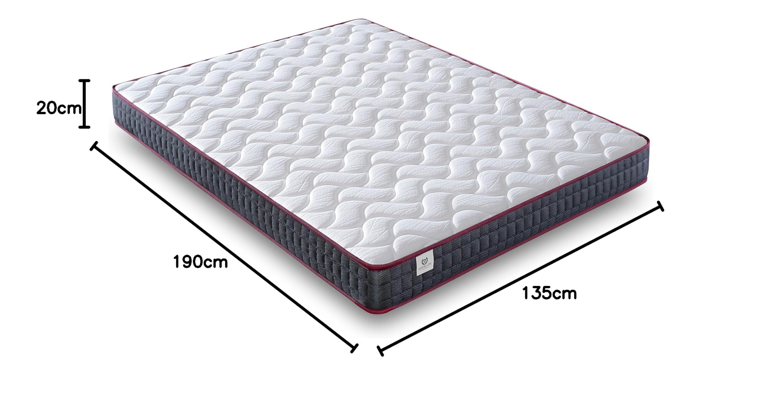 Colchon 135x190 Viscoelástico Doble Cara Invierno/Verano. Firmeza Media MemorySens. Adaptable, Higiénico y Transpirable. Individual Color Gris. Modelo Moon Altura 20 cm