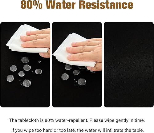Miniatura 8 de NEWISHER Mantel rectangular negro de 72 x 30 pulgadas, borde elástico, poliéster de elastano elástico, se adapta a mesas de 6 pies, ideal para