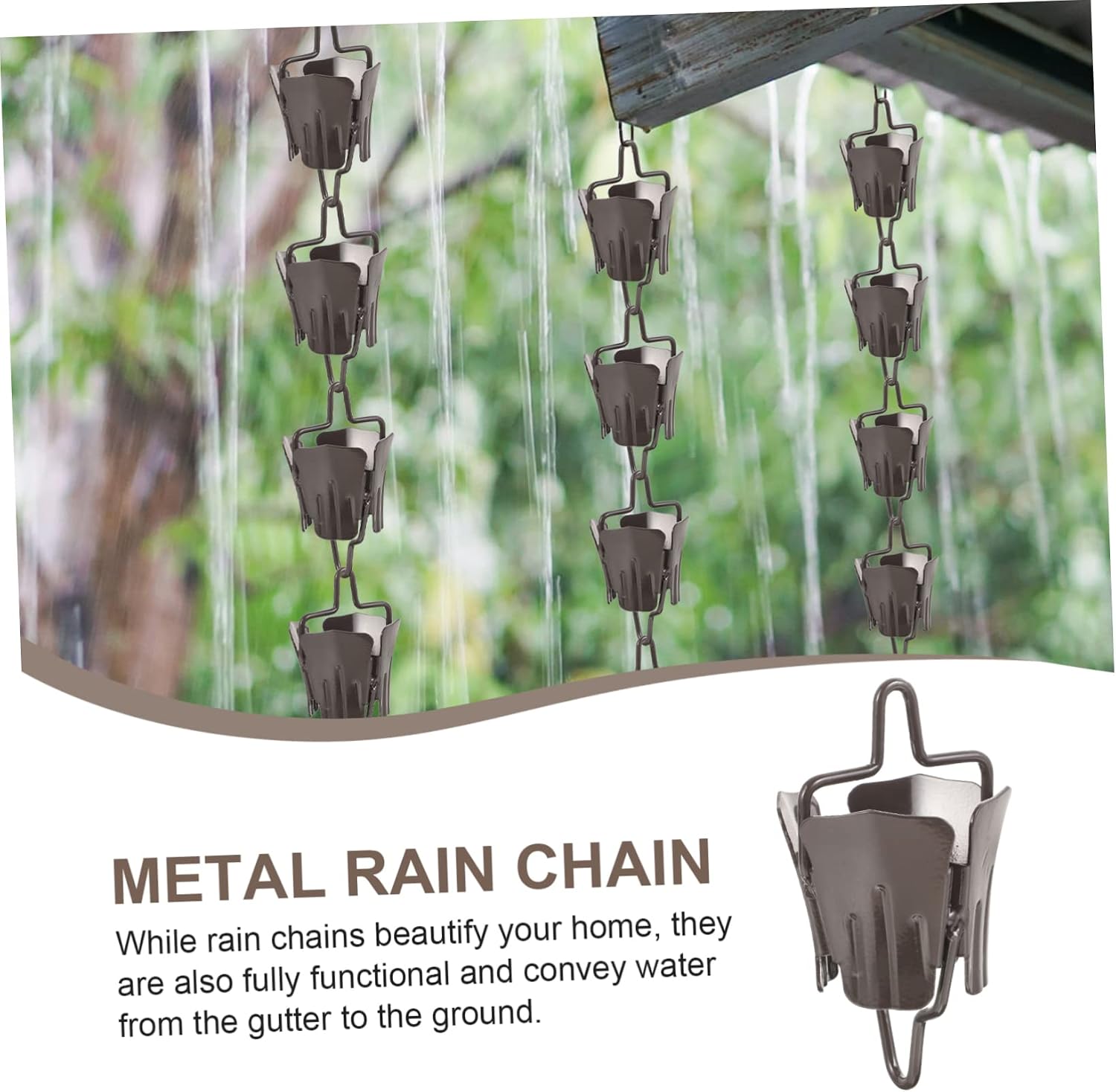 BESPORTBLE 3pcs Rain Chain Pendant Aluminum Alloy Decorative Gutter Rain Chain for Outdoor Use Lightweight Resistant for Gardens and Porches Floral Design