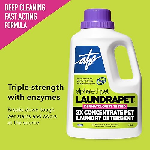 Miniatura 2 de LaundraPet - Detergente para ropa de alta calidad 3X Strength con limpiador enzimático, 64 onzas (96 lavados), eliminador de manchas y olores de