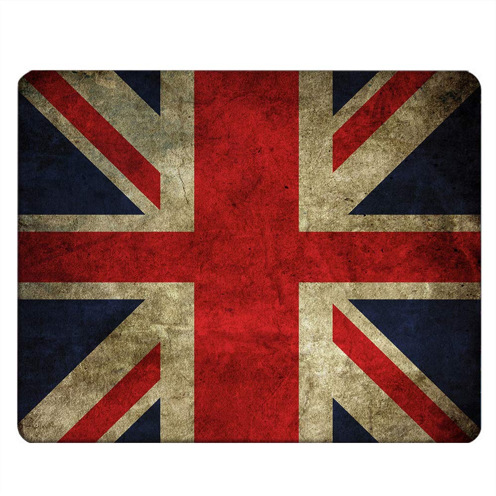 Nicokee Flag Rectangle Gaming Mousepad Vintage United Kingdom Union Jack Flag British Flag Mouse Pad Mouse Mat for Computer Desk Laptop Office 9.5 X 7.9 Inch Non-Slip Rubber