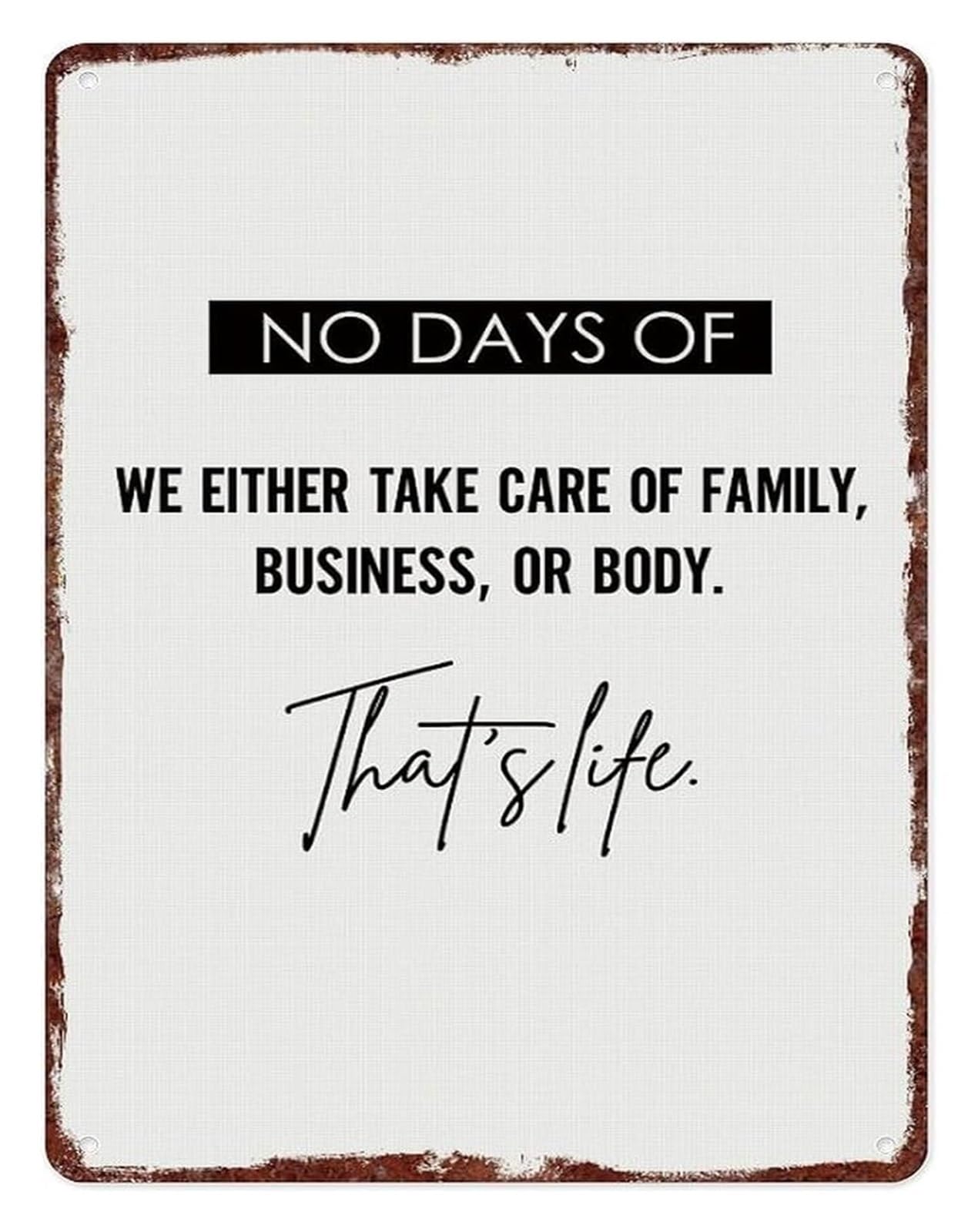 XHAJCSJWGD Aluminum No Days Off Sign Motivational Quote for Gym Home Garage Exercise Room 8 X 12 in