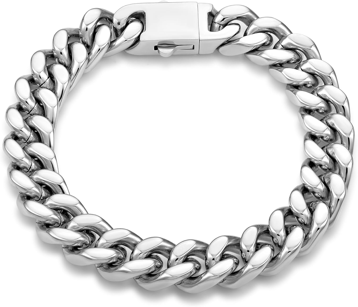 YL Miami Cuban Link Chain Bracelet Solid Stainless Steel, Real 18K Gold/Black Rhodium Filled Punk Wrist for Men Women, Upgrade Buckle Clasp