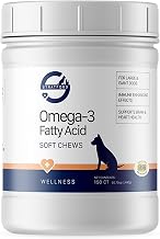 Stratford Pharmaceuticals EZ Chew Omega 3 Fatty Acid Soft Chew Max Strength - Dog Omega 3 Supplement - Soft Chew Treats with Fish Oil for Dogs - Large and Giant Dogs - 150 Soft Chews