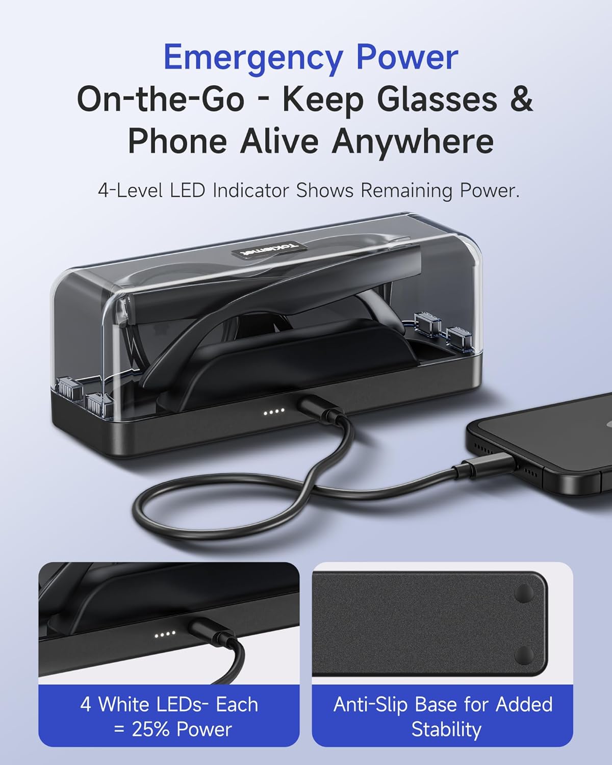 Magnetic Charging Case Compatible with Ray-Ban Meta Gen 1 & Gen 2 (Wayfarer, Headliner, Skyler Blayzer Scriber & Oakley Meta (HSTN) – 3000mAh Replacement Portable Power Bank Accessories for Travel