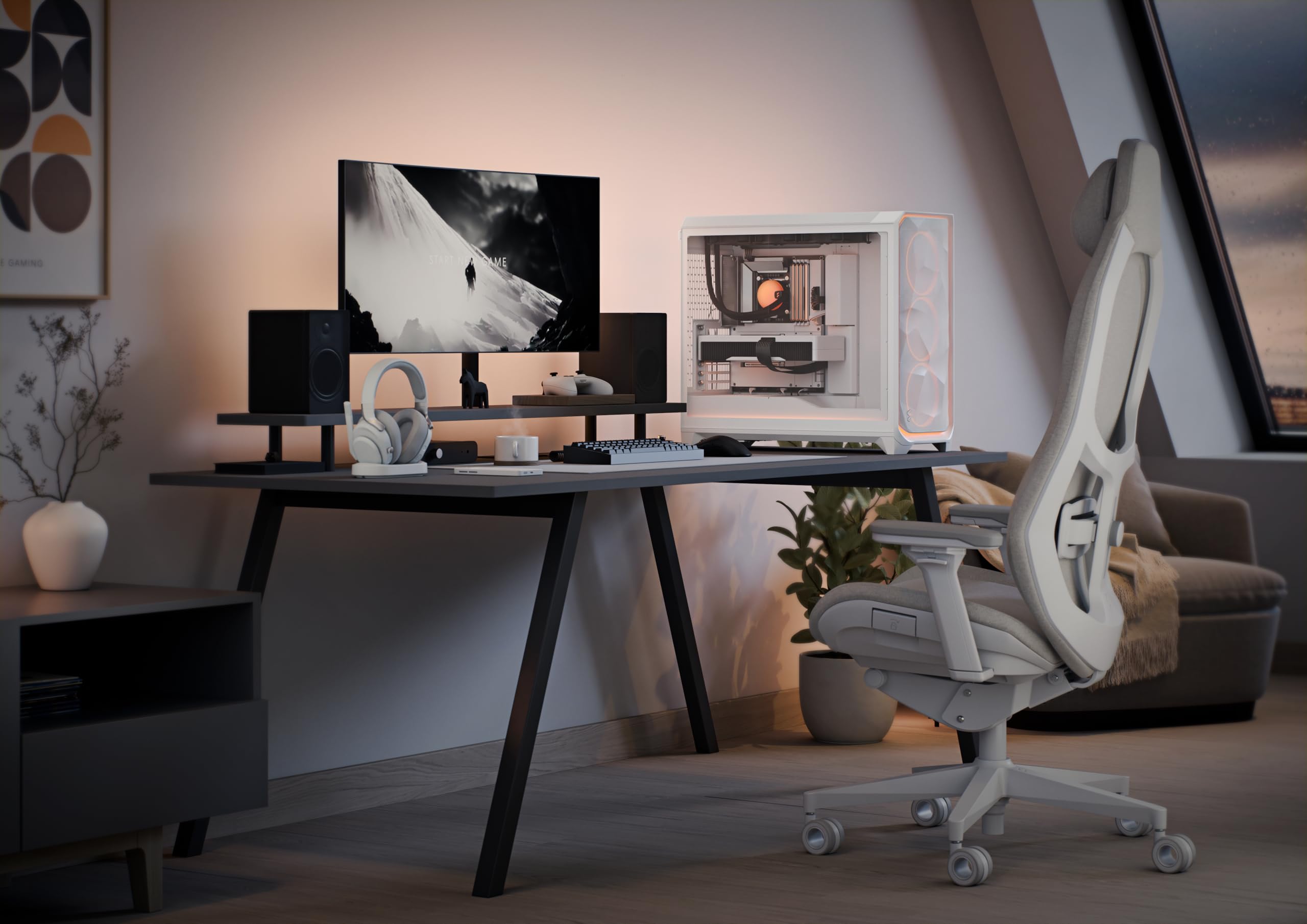 Fractal Design Meshify 3 XL Ambience Pro RGB White Tempered Glass Clear Tint Gaming Computer-Gehäuse – Gen 2 ARGB Beleuchtung via Adjust Pro Hub – DREI RGB Momentumüfter enthalten – Bild 4