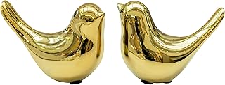 Small Animal Statues Home Decor Modern Style Birds Decorative Ornaments for Living Room, Bedroom, Office Desktop, Cabinets (Gold Birds 2Pcs)