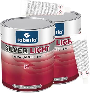 Roberlo Silver Light Multipurpose Body Filler 3L, Pack of 2, Easy Sanding, Strong Adhesion, Smooth Finish for Automotive Repair