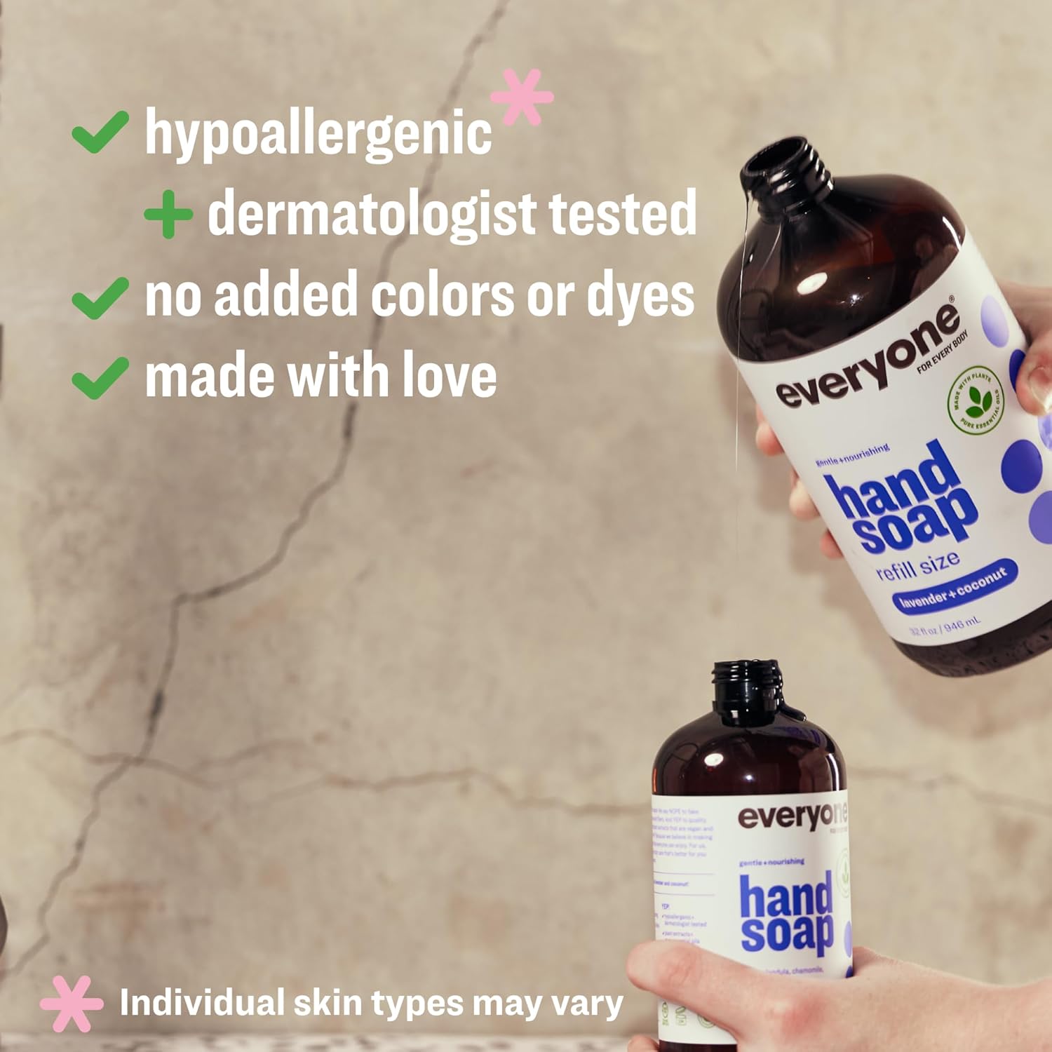 Everyone Liquid Hand Soap, 32 Ounce (Pack of 2), Lavender and Coconut, Plant-Based Cleanser with Pure Essential Oils - Image 3