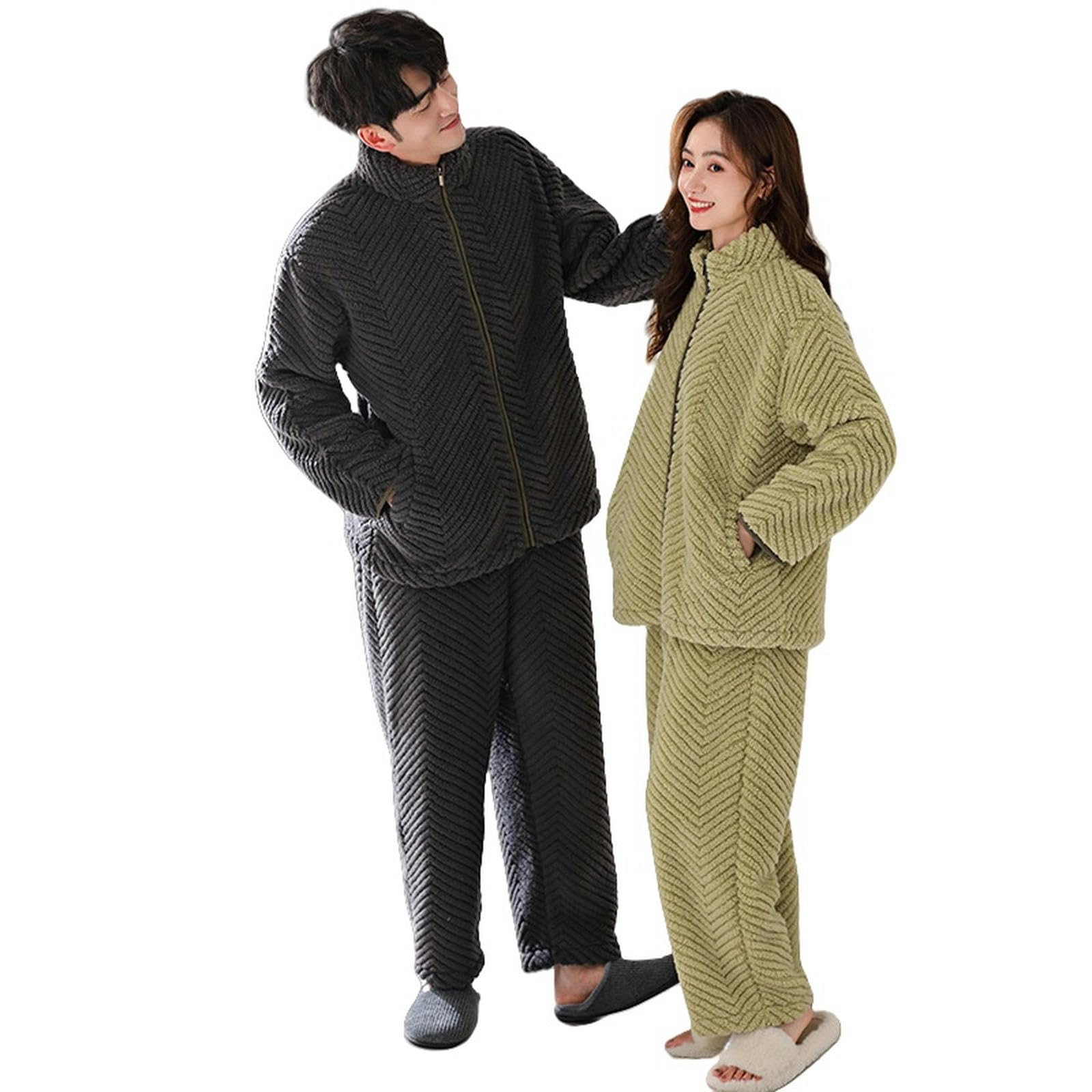 Pigiama Peluche Addensato Coppia Pigiama Autunno E Inverno Uomini E Donne Home Clothes Set-Femmina 1670 Maschio 2670-taglia XXXL Maschile