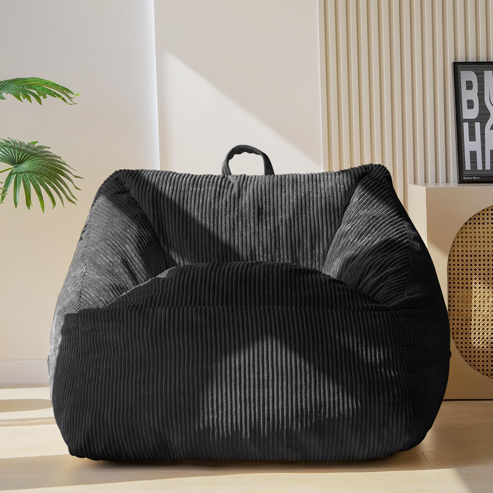 MAXYOYO Bean Bag Chair, Floor Sofa with Handle, Bean Bag Chairs for Adults and Kids, Teens Living Room Bean Bag, Accent Sofa Chair with Pocket for Gaming Reading Relaxing