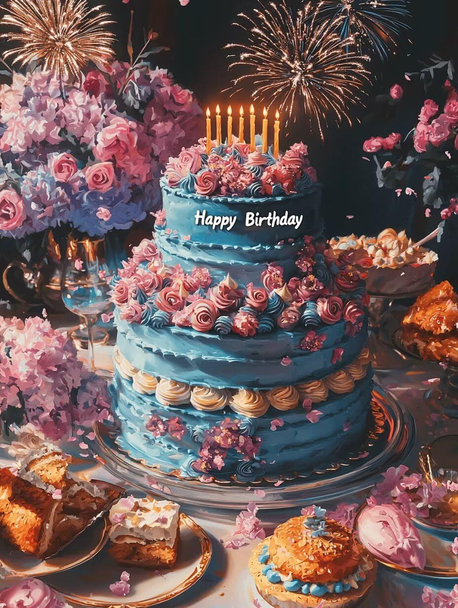 Diamond Painting Erwachsene Kuchen, Diamant Painting Bilder Kinder Geburtstag, DIY Runde Steine Basteln Erwachsene Anfänger Set, 5D Diamond Art Bastelset, für ﻿Weihnachten Geschenk 80X110cm U-62
