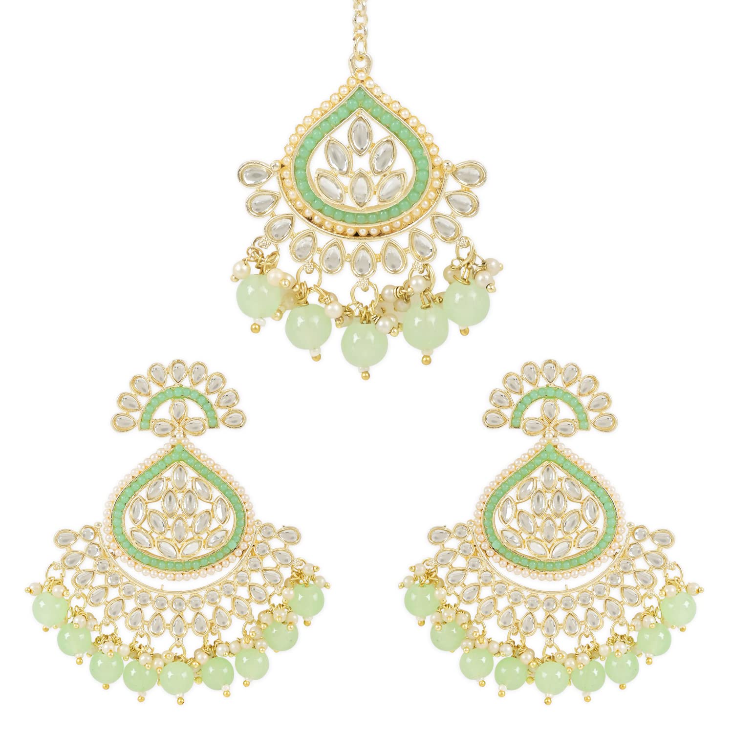 I Jewels Gold Plated Traditional Kundan & Pearl Chandbali Earrings with Maang Tikka Set for Women/Girls (TE3015Min) (B0BSCC5CCM) Amazon Price History, Amazon Price Tracker