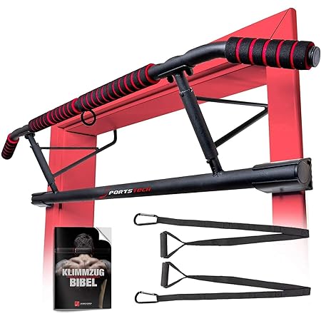 Sportstech Klimmzugstange Türrahmen für Sport & Fitness zuhause | Perfekte Kraftstation für Ihr Home Gym - ohne Schrauben | Pull up Bar + Mobile Halterung | Heimtrainer klappbar | Türreck KS550