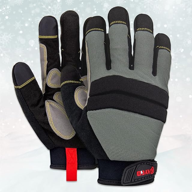 KAYGO Winter Mechanics Work Gloves KG126W,Winter Insulated Double Lining, Heavy duty,Improved dexterity,Excellent Grip,Ideal for working on cars and outdoor jobs, Extra Large