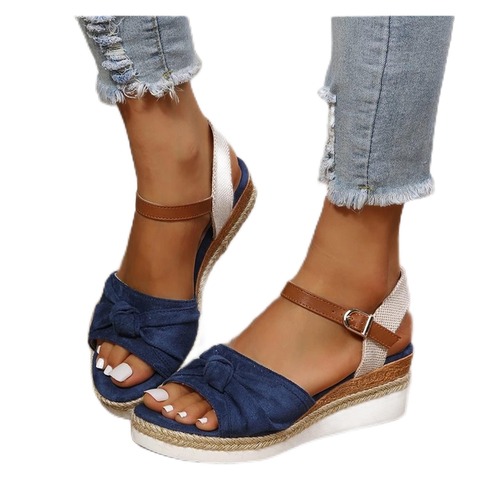 Sandales à talons compensés pour femme : chaussures romaines de mariée et de plage bohème