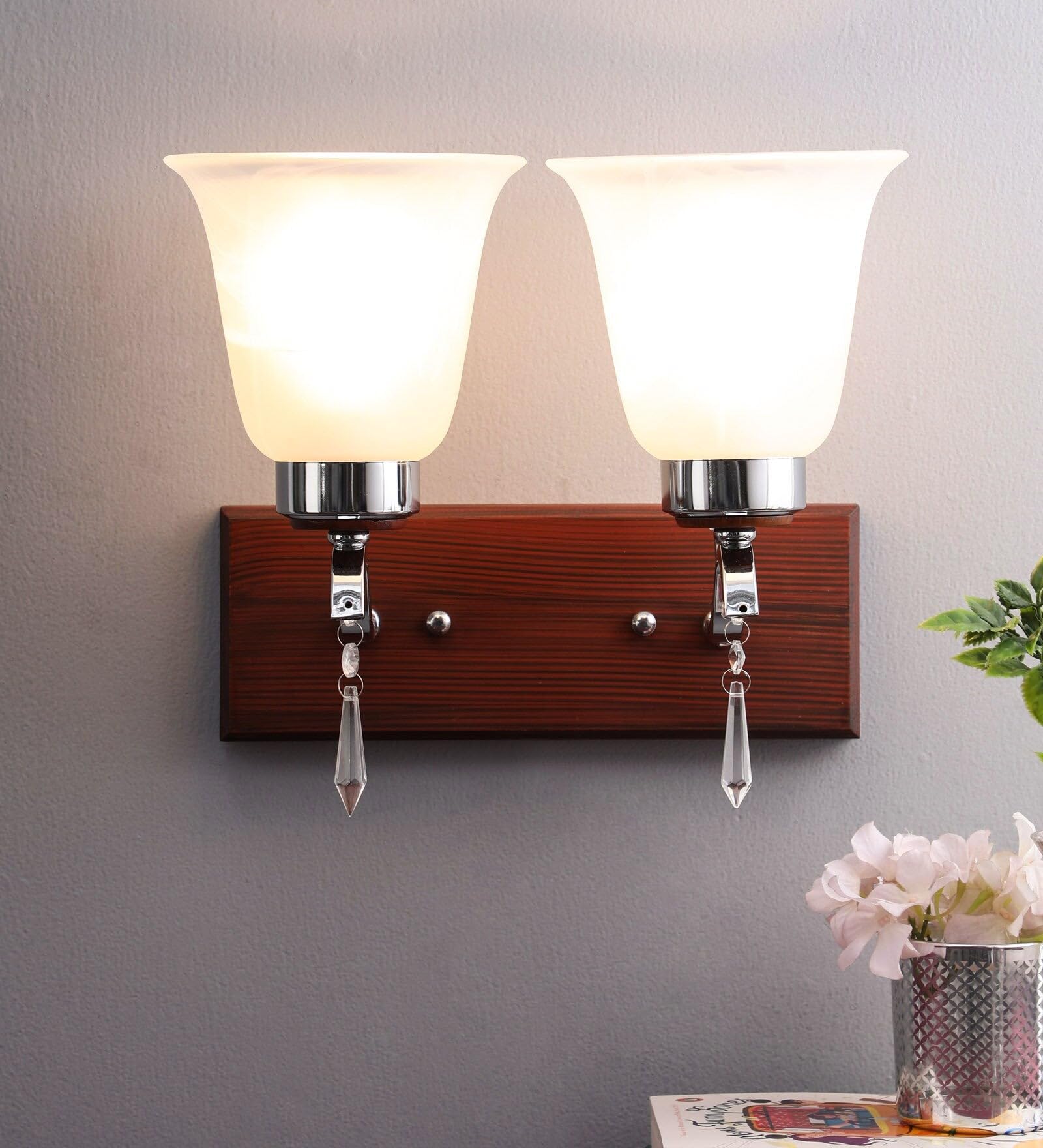 ELIANTE by Jainsons Lights | Wooden Wallchieres (Brown) Included Bulb | Lights | Brown Wood Light Fixture | for Living Room, Bedroom, Hallway | E27 Holder | 3 Year Warranty-picture-11