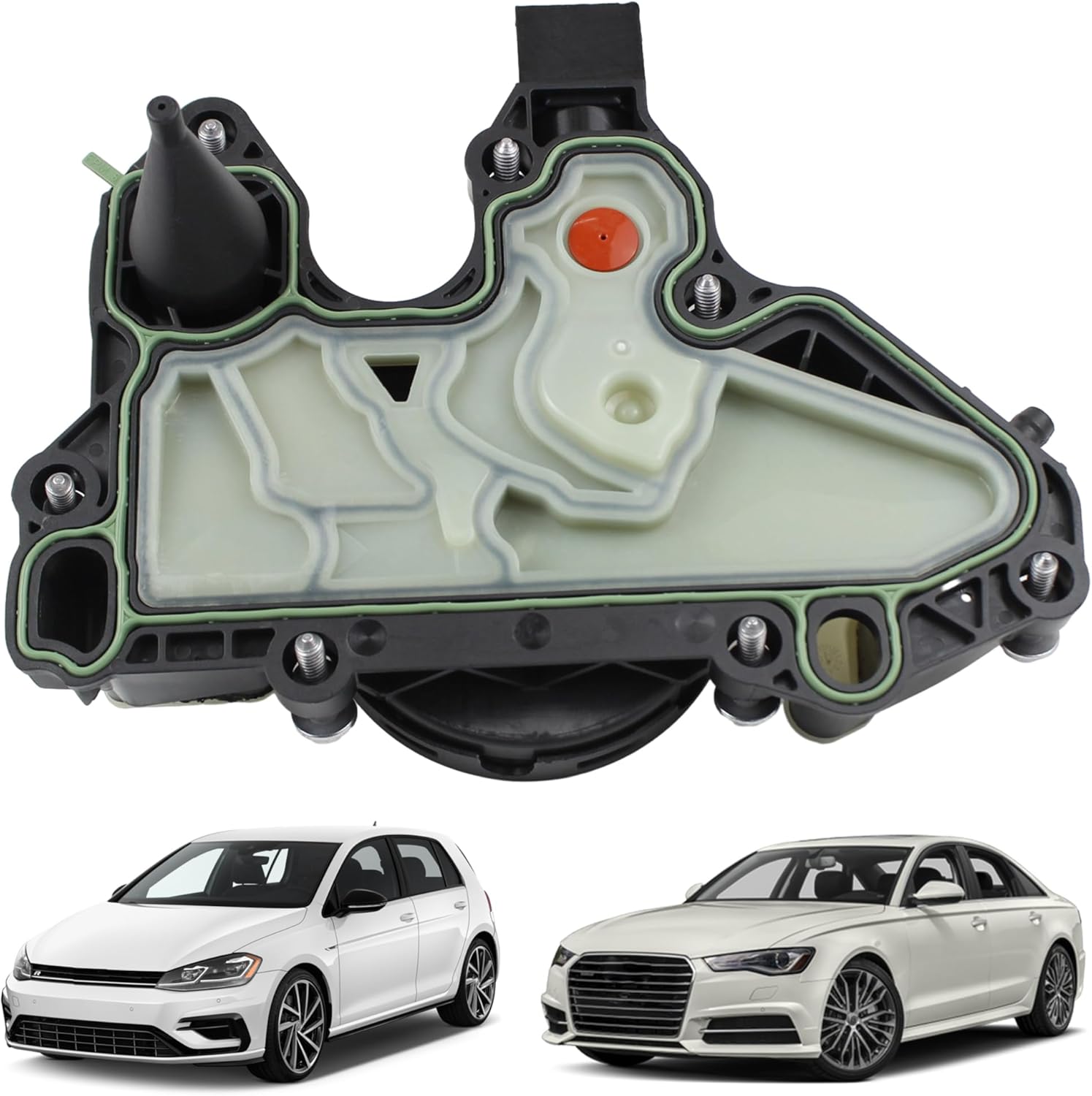 PCV Vent Valve Engine Crankcase Oil Separator Compatible with 2014-2018 VW Golf Alltrack SportWagen Jetta Passat Bettle GTI 2015-2018 Audi A3 A4 A5 A6 A7 Q3 Q7 TT Replaces# 06K103495