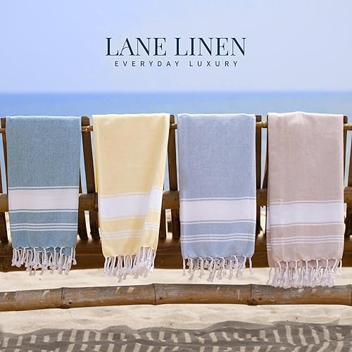 Vista 98 de LANE LINEN Juego de 6 toallas de playa turcas para mujer, tamaño grande, 39 x 71 pulgadas, prelavadas, no se encogen, no se encogen, sin arena