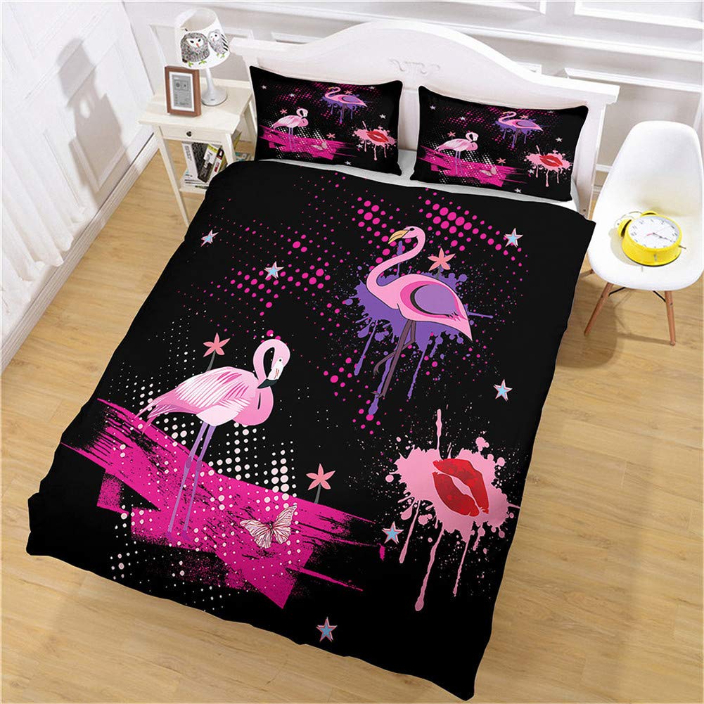Ensemble de literie flamant imprimé 260x220cm pour une décoration de chambre moderne