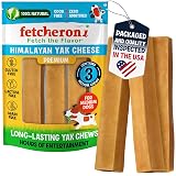 FETCHERONI Himalayan Yak Cheese Chews, Long Lasting Dog Bones, 3 PCS | Long Lasting, Odorless, Natural Dog Bones, High Protein, No GMO Treat, Made With Real Himalayan Salt and Yak Milk, 3 Sticks Medium - Pack of 3