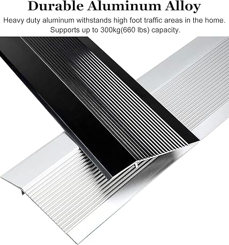 Miniatura 5 de Tira de transición de umbral de alfombra de aluminio, barra de umbral de puerta, reductor de piso para puertas, revestimiento de alfombra (negro