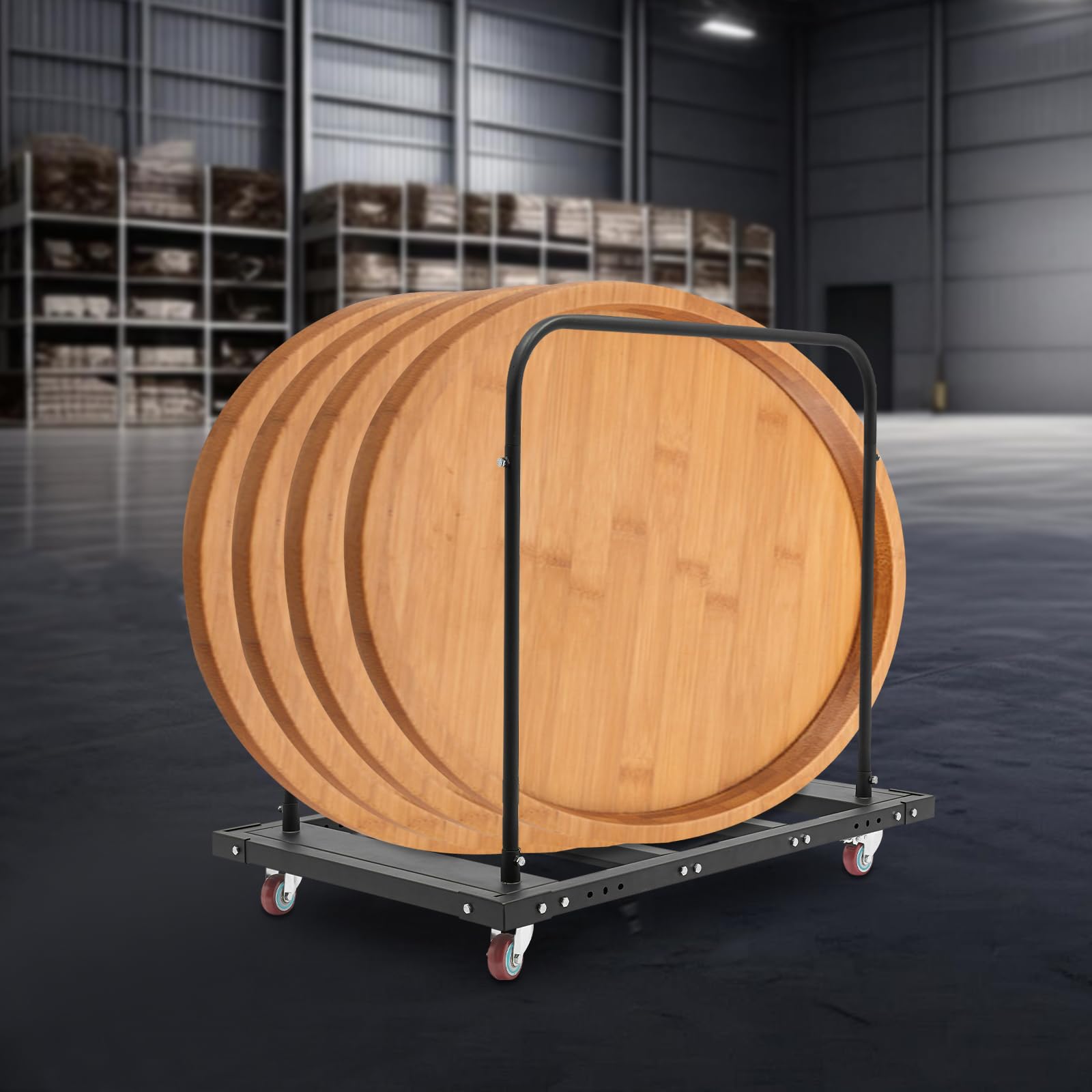 Carro de mesa plegable con 4 ruedas y soportes ajustables
