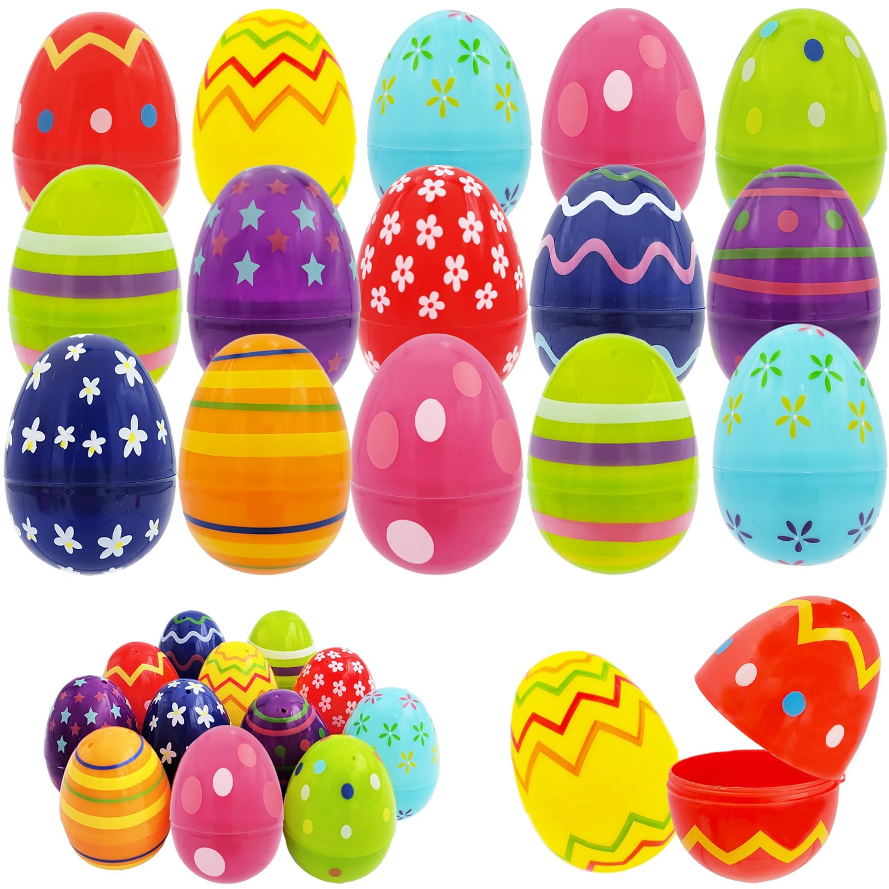 Chochkees 2000-Pack Painted Fillable Easter Eggs with Hinge Bulk Colorful Painted Plastic Easter Eggs, Perfect for Easter Egg Hunt, Surprise Egg, Easter Hunt, 2.25" Inch Assorted Bright Colors