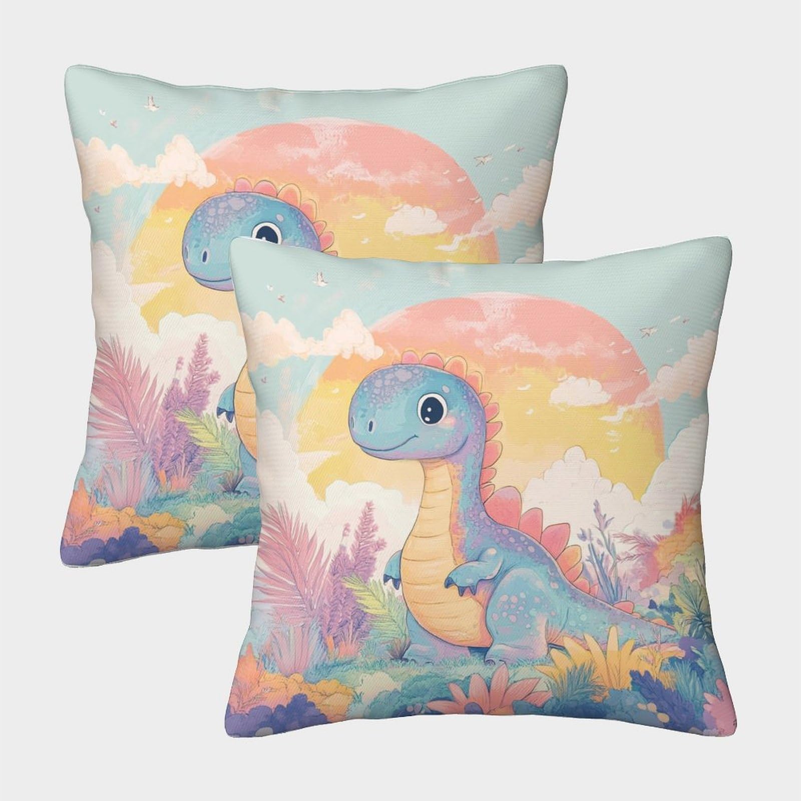 QFVANSIYO Fantasy Dinosaur 3D Printed Microfiber Pillowcase Bedroom Decor Dinosaur Pillow Cover Soft Breathable for Adults Teens 50x50cm