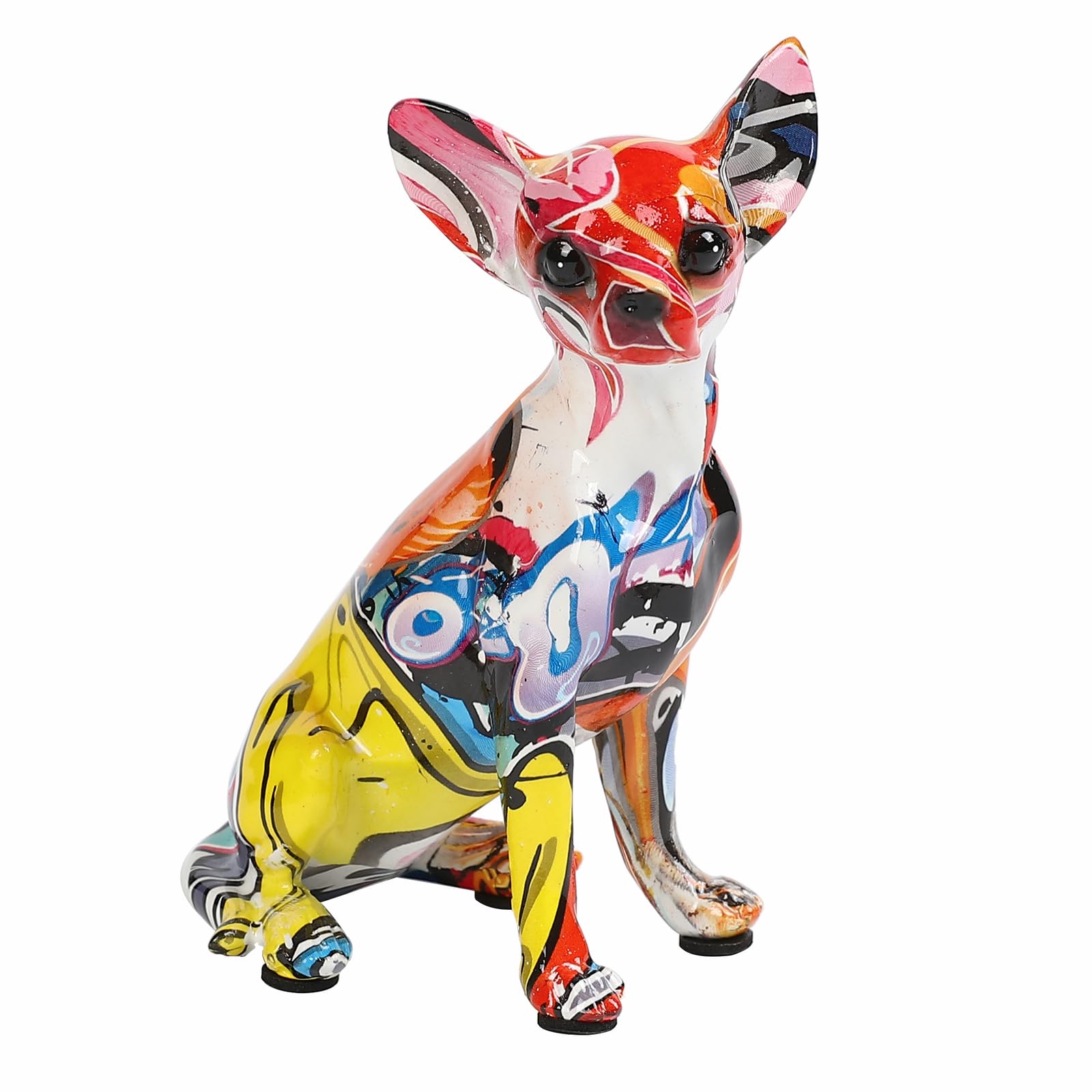 Colorful Chihuahua Statue, Creative Dog Puppy Home Sculpture Decor, Suitable for Bookshelf Desktop Kitchen Living Room Decorative Table Decoration, Gift for Dog Lovers Women and Men