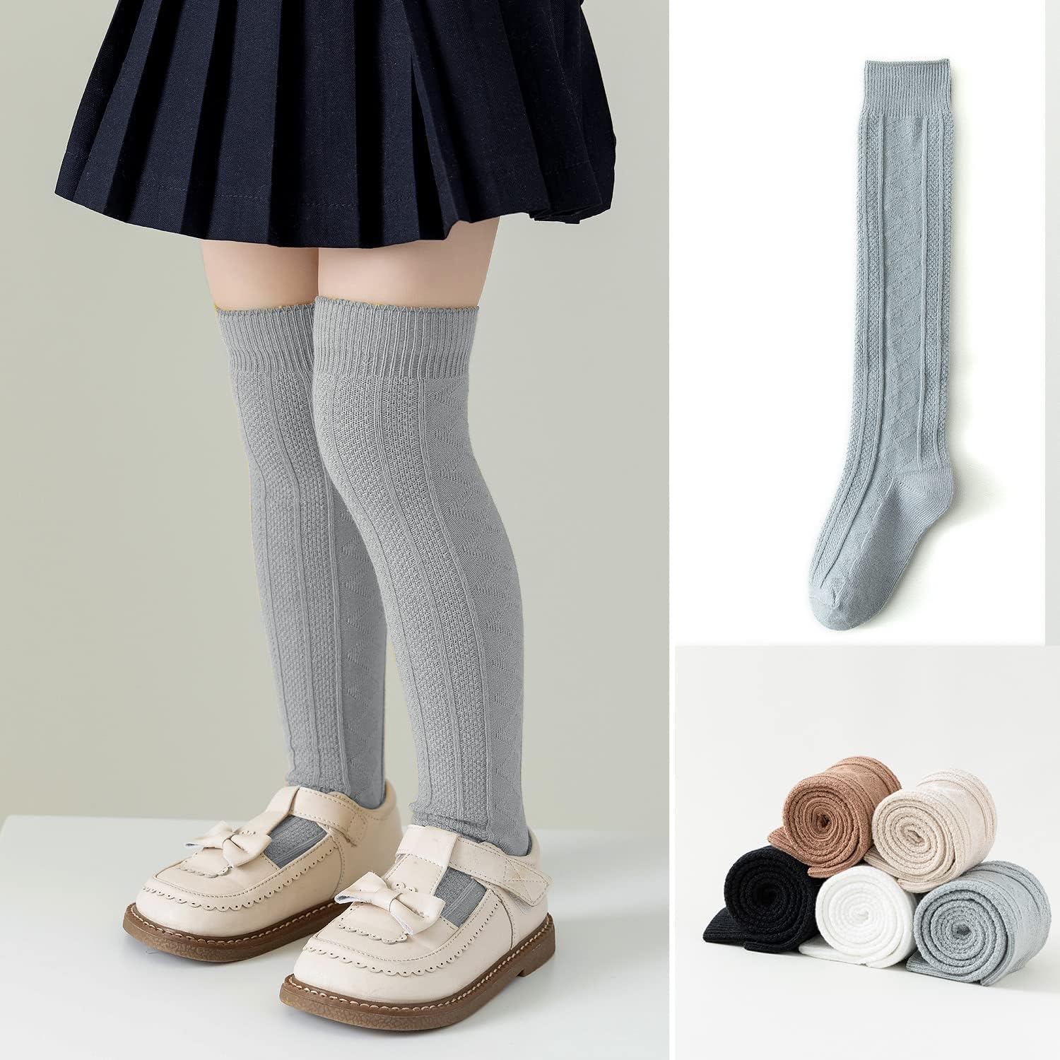 EPEIUS Baby Knee High Socks - Baby Girls Seamless Tube Ruffled Stockings Cotton Long Socks Over the Knee Sox 0-6 Years - Image 6