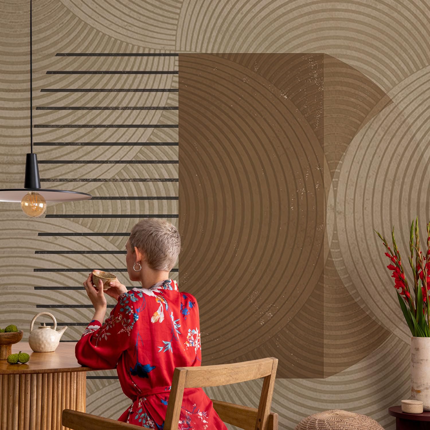 Papel Pintado Textil 208x146 cm Geometría de la armonía