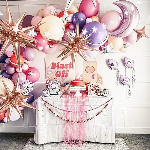 Miniatura 3 de Globos de lámina dorada rosa en forma de estrella paquete de 6 Starburst y Spike para bodas y fiestas